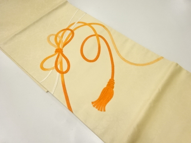 JAPANESE HIRAKI NAGOYA OBI / EMBROIDERY / KUMIHIMO CORD PATTERN